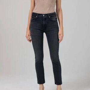 Citizens Of Humanity Ella Mid-Rise in Nior Crop Pants Black Size 25 Denim $228